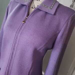 St. John Purple Blazer with Gold Details